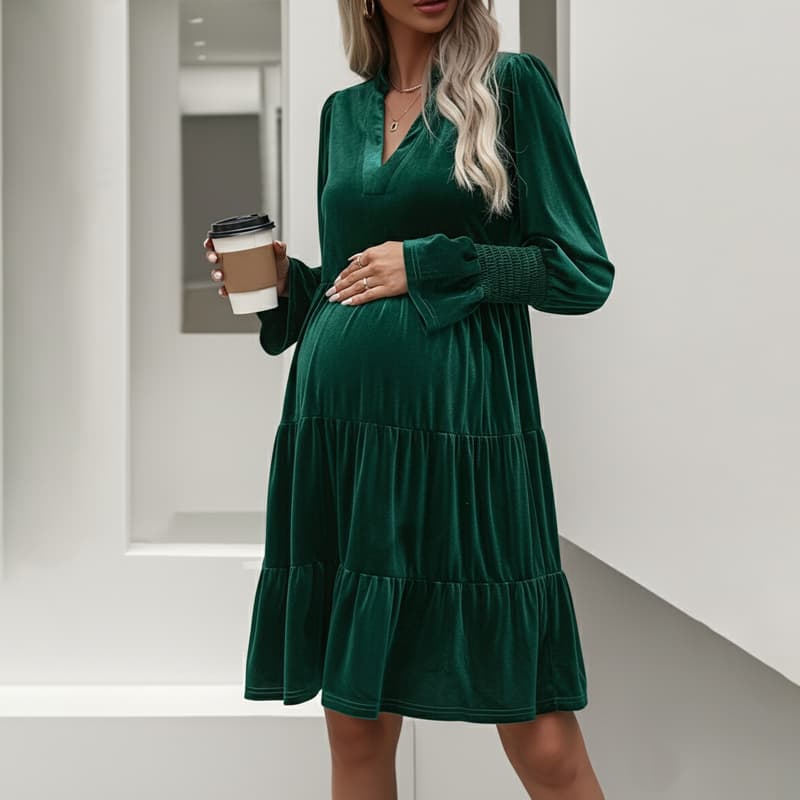 Velvety Elegant Maternity Dress