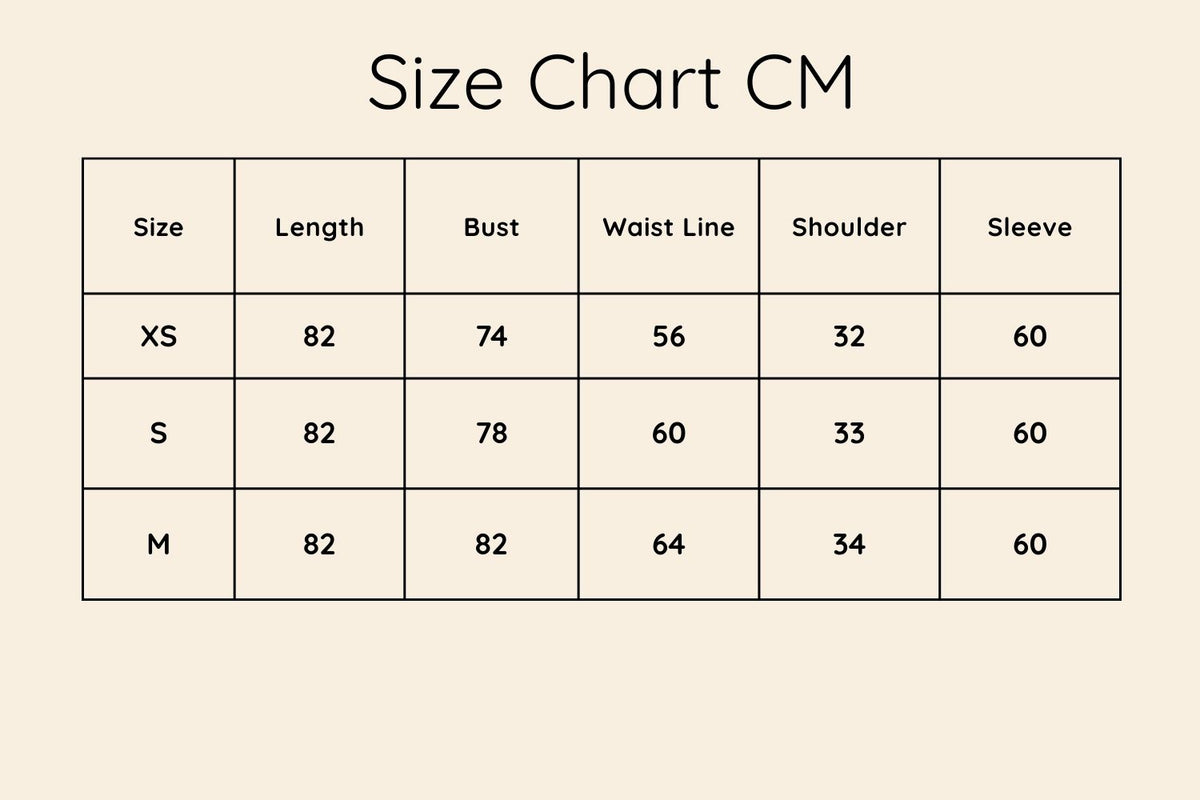 Size chart in CM