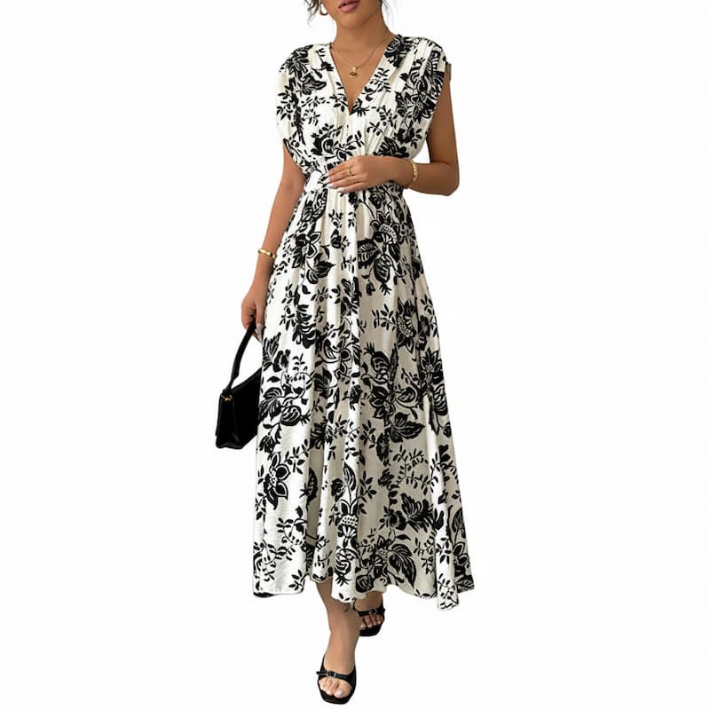 Black and Floral Pregnancy Dress