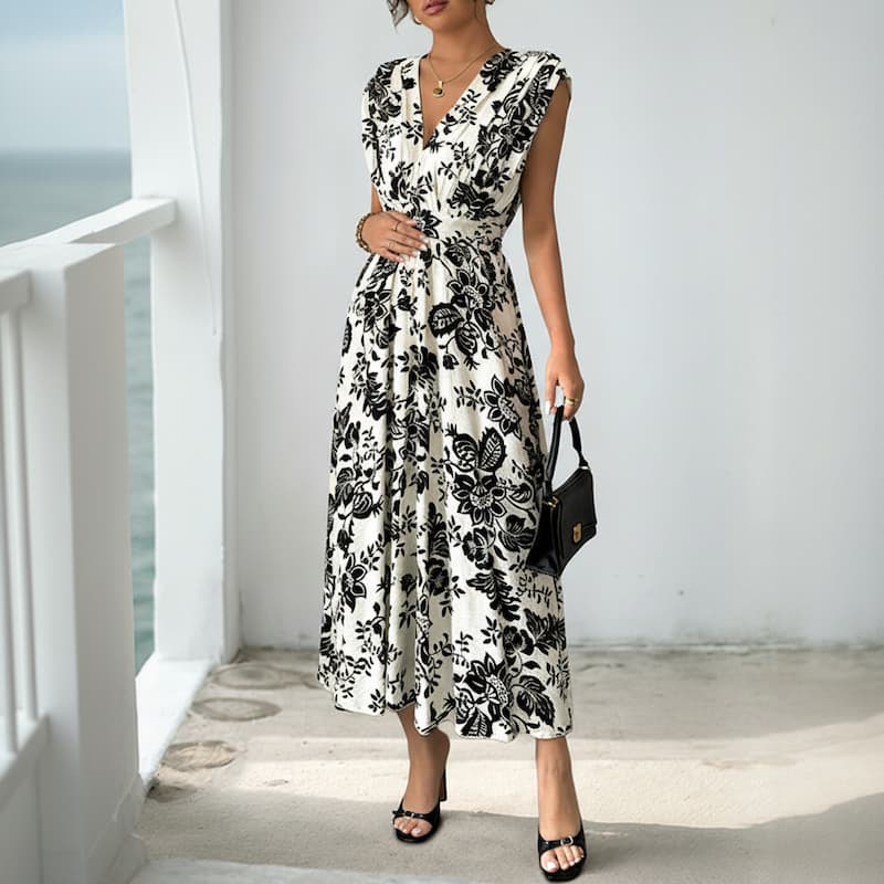 Black and Floral Pregnancy Dress
