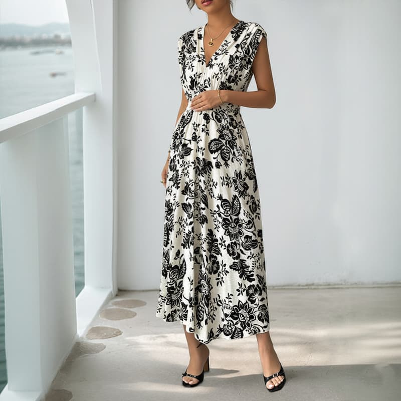 Black and Floral Pregnancy Dress