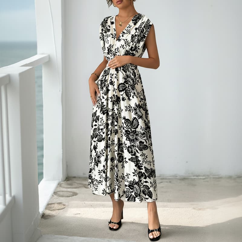 Black and Floral Pregnancy Dress