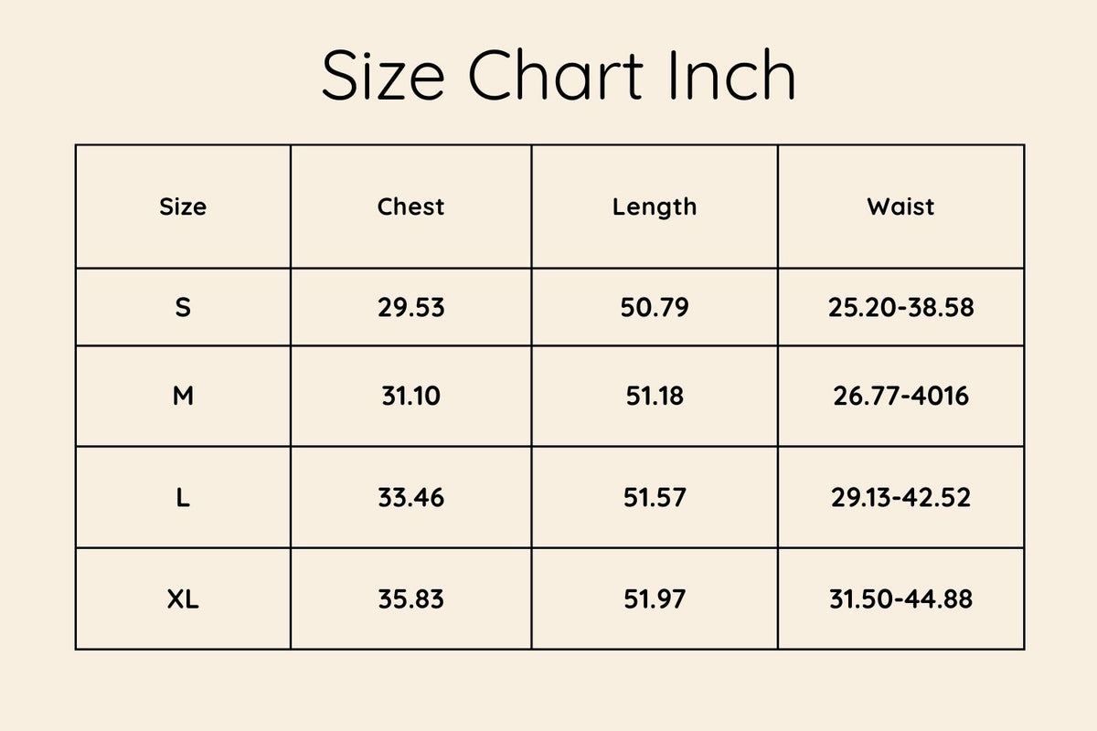Size chart in Inches